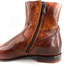 Load image into Gallery viewer, Boots Tige Haute Zippé Intérieur en Cuir Camel Patiné