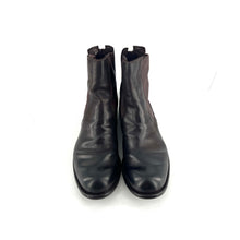 Load image into Gallery viewer, Boots Zippé Arrière en Cuir et Cuir Stretch Mat Ébano