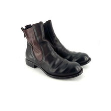 Load image into Gallery viewer, Boots Zippé Arrière en Cuir et Cuir Stretch Mat Ébano