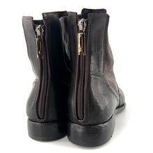 Load image into Gallery viewer, Boots Zippé Arrière en Cuir et Cuir Stretch Mat Ébano