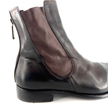 Load image into Gallery viewer, Boots Zippé Arrière en Cuir et Cuir Stretch Mat Ébano