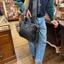 Charger l'image dans la galerie, Astucieux Cartable Sac à Dos en Cuir Noir