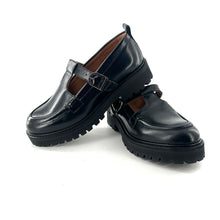 Load image into Gallery viewer, Babies Mocassin ANDRÉA Semelle Crantée en Cuir Noir