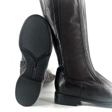 Load image into Gallery viewer, Botte Cavalière en Cuir et Cuir Stretch Ébano