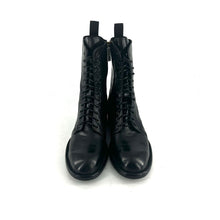 Load image into Gallery viewer, Chaussure Lacets Montante Zippé Intérieur en Cuir et Cuir stretch Noir