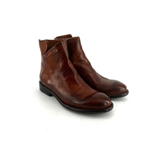 Load image into Gallery viewer, Boots Zippé Arrière en Cuir Cognac Veiné