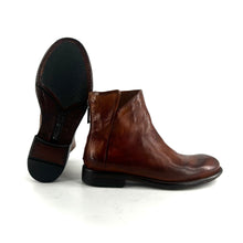 Load image into Gallery viewer, Boots Zippé Arrière en Cuir Cognac Veiné