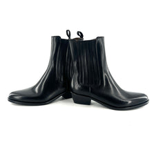 Load image into Gallery viewer, Boots Talon Biseauté Zippé Intérieur en Cuir Noir