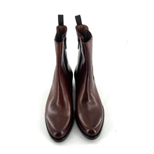 Load image into Gallery viewer, Boots Talon Biseauté Zippé Intérieur en Cuir Cognac