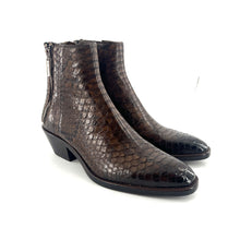 Charger l'image dans la galerie, Boots Tiag Double Zip Petit Talon en Pythom Marron