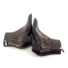 Charger l'image dans la galerie, Boots Tiag Double Zip Petit Talon en Pythom Marron