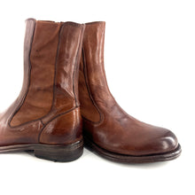 Charger l'image dans la galerie, Boots Tige Haute Zippé Intérieur en Cuir et Cuir Stretch Cognac