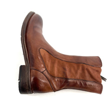 Charger l'image dans la galerie, Boots Tige Haute Zippé Intérieur en Cuir et Cuir Stretch Cognac