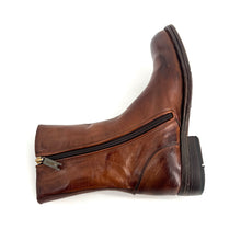Charger l'image dans la galerie, Boots Tige Haute Zippé Intérieur en Cuir et Cuir Stretch Cognac