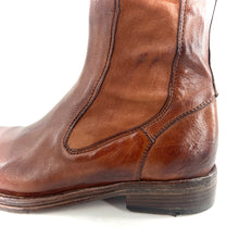 Charger l'image dans la galerie, Boots Tige Haute Zippé Intérieur en Cuir et Cuir Stretch Cognac