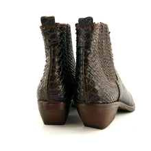 Charger l'image dans la galerie, Boots Tiag Élastiqué en Cuir Imprimé Python Marron