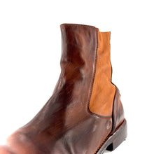 Load image into Gallery viewer, Boots Zippé Intérieur en Cuir Cognac Veiné