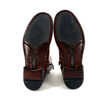 Load image into Gallery viewer, Boots Zippé Intérieur en Cuir Cognac Veiné