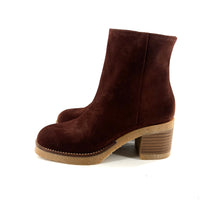 Charger l'image dans la galerie, Boots Zippé Intérieur Talon Trotteur Semelle Crêpe en Daim Cognac