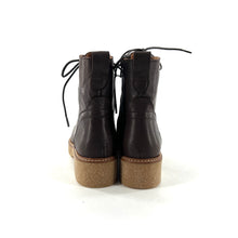 Charger l'image dans la galerie, Chaussure Lacets Montante Zippé Intérieur Semelle Crêpe en Cuir Marron Foncé