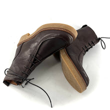 Charger l'image dans la galerie, Chaussure Lacets Montante Zippé Intérieur Semelle Crêpe en Cuir Marron Foncé