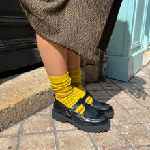 Load image into Gallery viewer, Babies Mocassin ANDRÉA Semelle Crantée en Cuir Noir