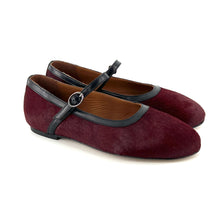 Load image into Gallery viewer, Ballerine en Poulain Bordeaux et Cuir Noir