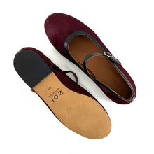 Load image into Gallery viewer, Ballerine en Poulain Bordeaux et Cuir Noir