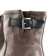 Load image into Gallery viewer, Boots Zippé Intérieur en Cuir Marron et Boucle en Cuir Noir