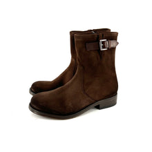 Load image into Gallery viewer, Boots Zippé Intérieur en Daim Marron et Boucle en Cuir