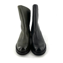 Load image into Gallery viewer, Boots Semelle Crantée Zippé Arrière en Cuir Vert
