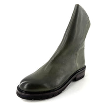 Load image into Gallery viewer, Boots Semelle Crantée Zippé Arrière en Cuir Vert