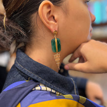 Load image into Gallery viewer, Boucle d'Oreille BABYLONE Agate Verte