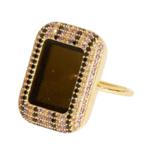 Load image into Gallery viewer, Bague KARMA en Plaqué Or et Obsidienne Dorée
