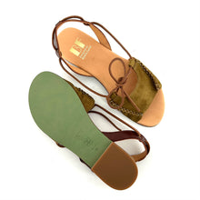 Charger l'image dans la galerie, Sandale en Daim Kaki et Cuir Marron