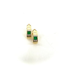 Load image into Gallery viewer, Boucles d'Oreilles AMENZA en Plaqué Or et Onyx Vert