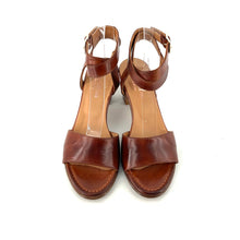 Charger l'image dans la galerie, Sandale à Talon Bride Cheville en Cuir Cognac