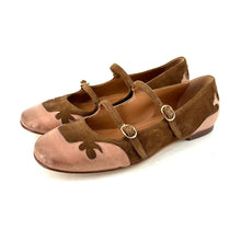 Load image into Gallery viewer, Ballerine Double Bride en Daim Sable et Cuir Rose