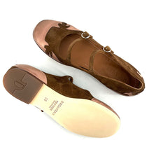 Load image into Gallery viewer, Ballerine Double Bride en Daim Sable et Cuir Rose