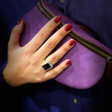 Load image into Gallery viewer, Bague KARMA en Plaqué Or et Obsidienne Dorée