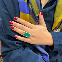 Charger l'image dans la galerie, Bague BIANCA en Plaqué Or et Onyx Vert