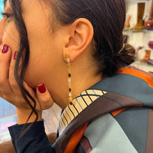 Load image into Gallery viewer, Boucles d'Oreilles SINAÏ en Plaqué Or et Obsidienne Dorée