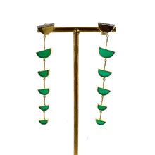 Load image into Gallery viewer, Boucles d'Oreilles SEEMA en Plaqué Or et Onyx Vert