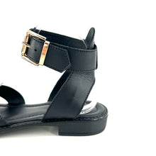 Load image into Gallery viewer, Sandale Croisée Bride Cheville en Cuir Noir