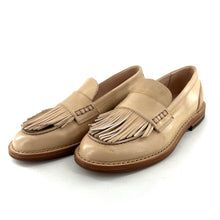 Charger l'image dans la galerie, Mocassin Patte Frangée en Cuir Blanc Cassé