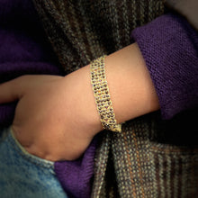 Load image into Gallery viewer, Bracelet en Maille Tissée en Vermeil et Pierres Semi Précieuses