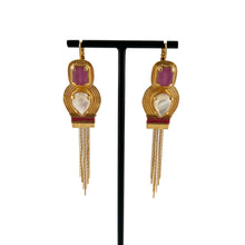 Load image into Gallery viewer, Longue Boucle d'Oreille SOLEIL Mauve et Blanche
