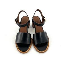 Charger l'image dans la galerie, Sandale Talon Trotteur en Cuir Noir
