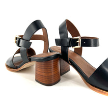 Charger l'image dans la galerie, Sandale Talon Trotteur en Cuir Noir