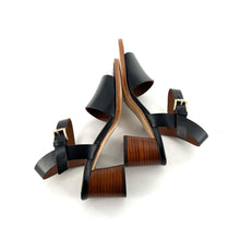 Charger l'image dans la galerie, Sandale Talon Trotteur en Cuir Noir